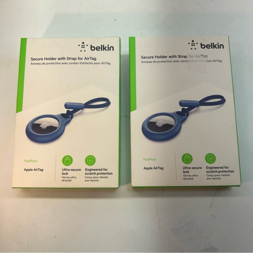 Belkin AirTag holder keychain fob blue lot of 2